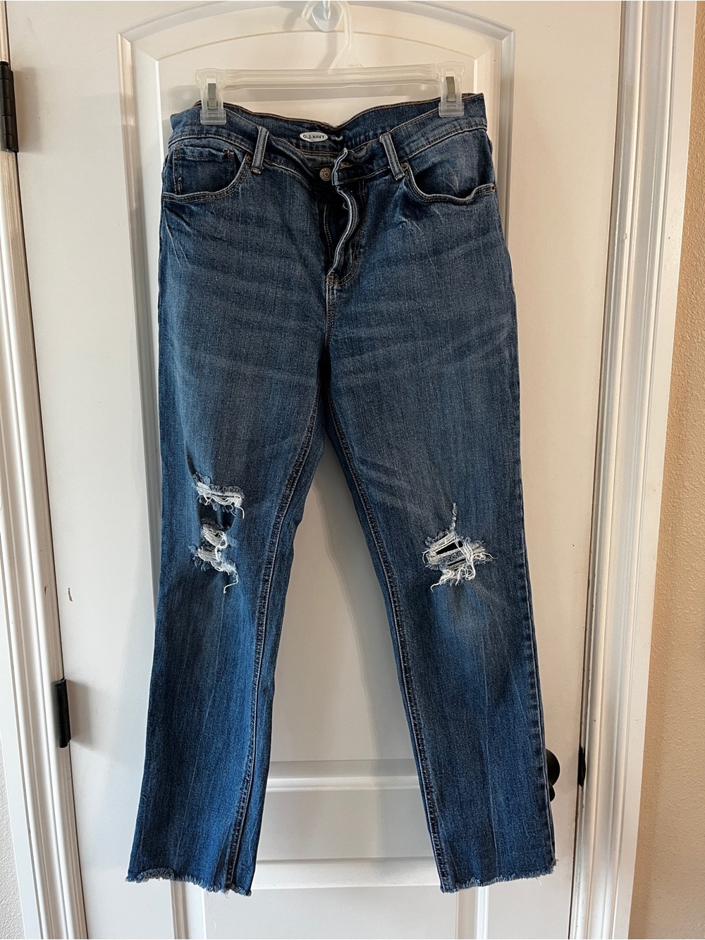 Old Navy Dark Blue Boyfriend Distressed Jeans
